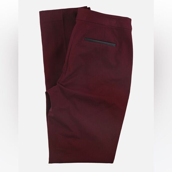 Alfani Womens Faux Leather Trim Casual Trouser Pants, Red, 10 P size NWT - Picture 3 of 8